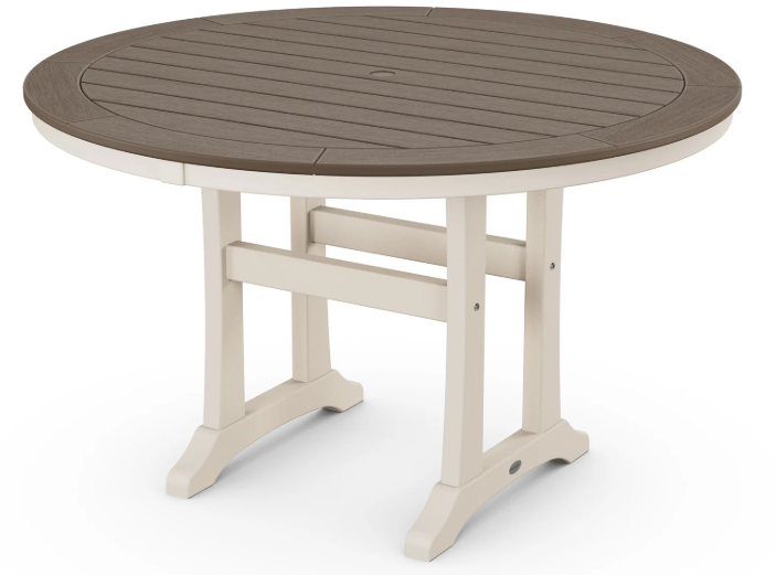 Nautical Trestle 48" Round Dining Table Two Tone