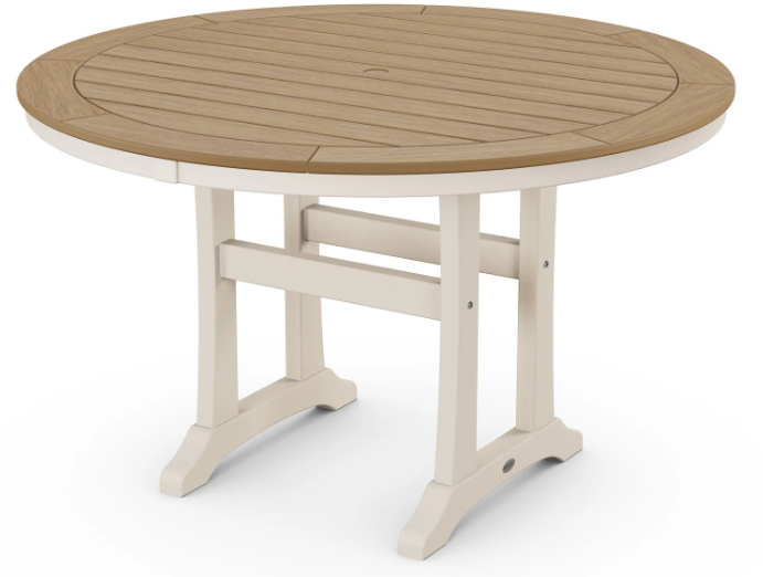 Nautical Trestle 48" Round Dining Table Two Tone