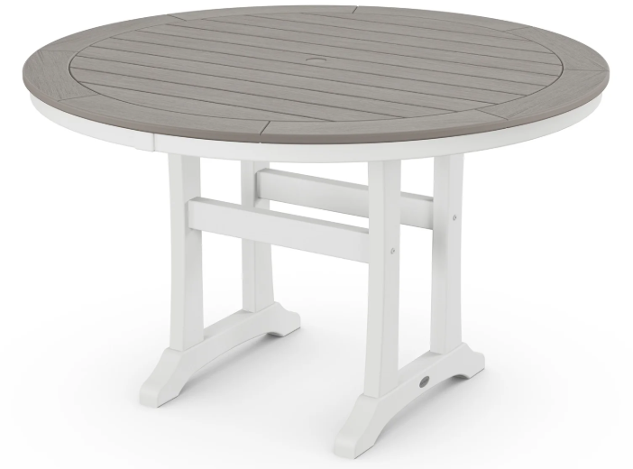Nautical Trestle 48" Round Dining Table Two Tone