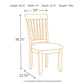 Measurement chart of a chair with dimensions labeled