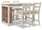 Dining set with a table and four chairs on a white background