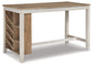Wooden table with a white base on a white background