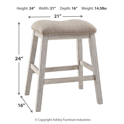 Bar stool with dimensions labeled on a white background