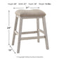 Bar stool with dimensions labeled on a white background