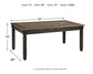 Wooden table with dimensions and weight displayed on a white background