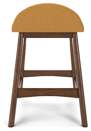 yellow upholstered stool