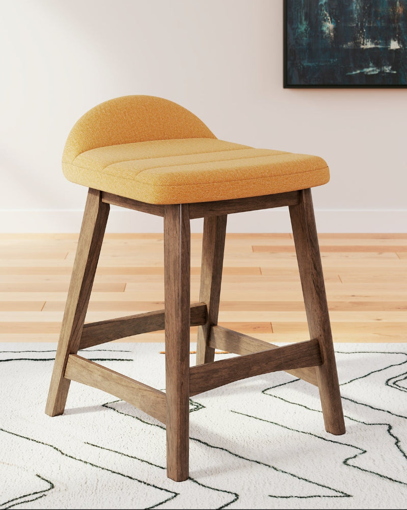 yellow upholstered stool