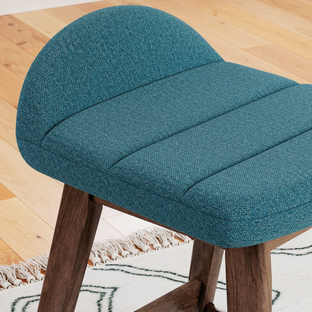 up close teal upholstered stool