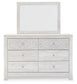 Paxberry Queen Panel Bed with Mirrored Dresser and Chest