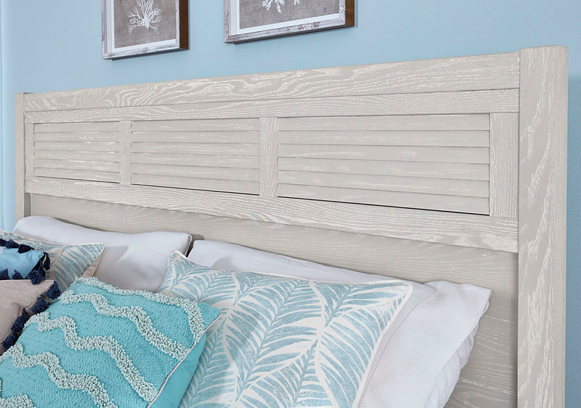 LOUVERED BED WITH LOW PROFILE FOOTBOARD IN OYSTER GREY