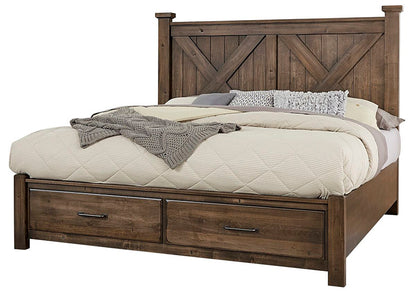 Cool Rustic X Bed with Footboard Storage