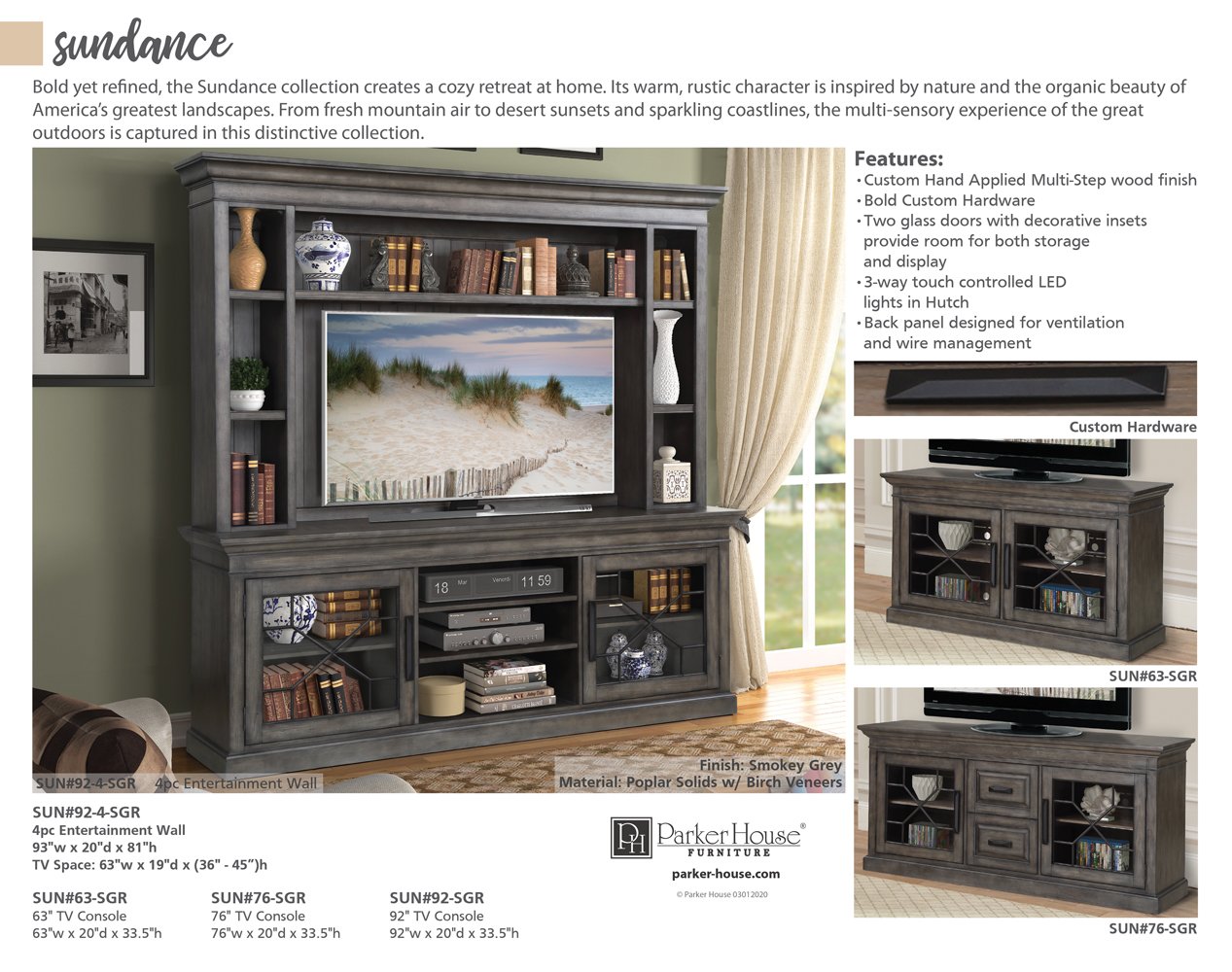 SUNDANCE - SMOKEY GREY 92 IN. TV CONSOLE