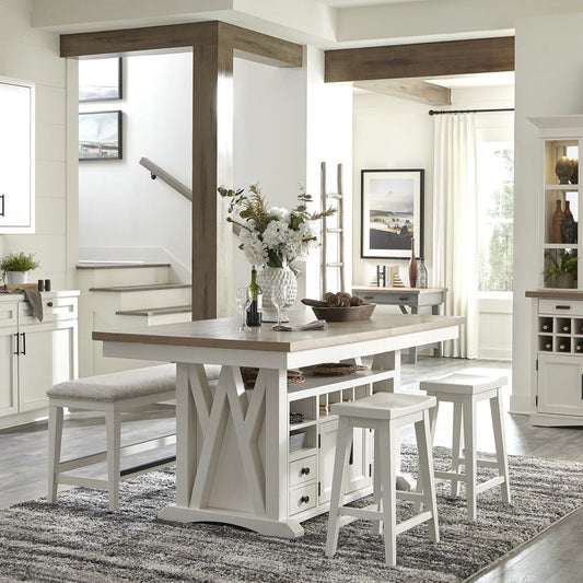 AMERICANA MODERN DINING ISLAND COUNTER HEIGHT TABLE 72 IN. X 42 IN. TO 90 IN, (18 IN BUTTERFLY LEAF)