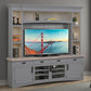 AMERICANA MODERN - DOVE 92 IN. TV CONSOLE WITH HUTCH, BACKPANEL AND LED LIGHTS