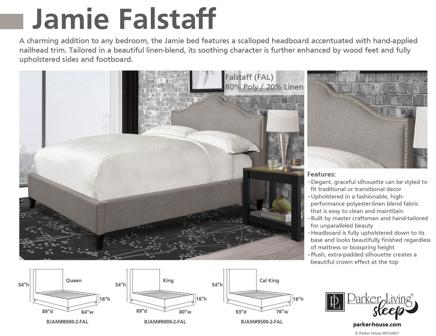 JAMIE - FALSTAFF KING BED 6/6 (GREY)