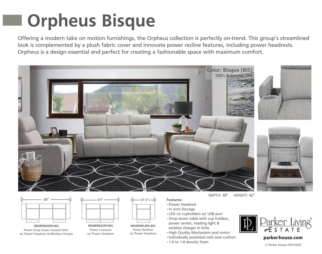 ORPHEUS - BISQUE POWER LOVESEAT