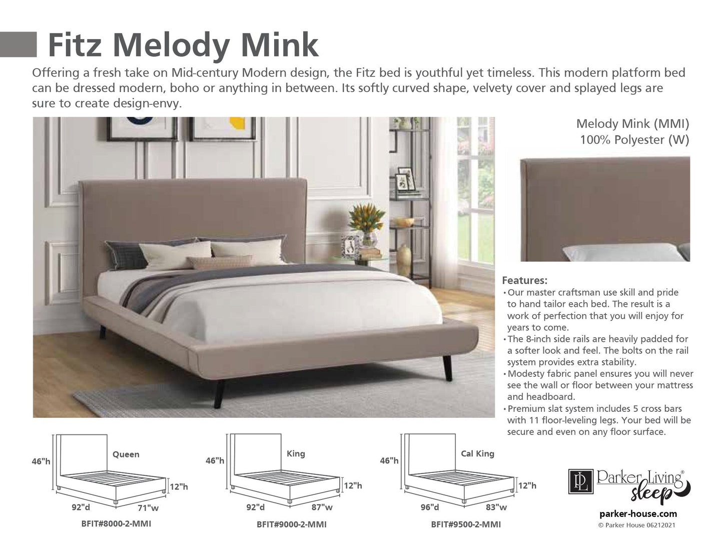 FITZ - MELODY MINK CALIFORNIA KING BED 6/0