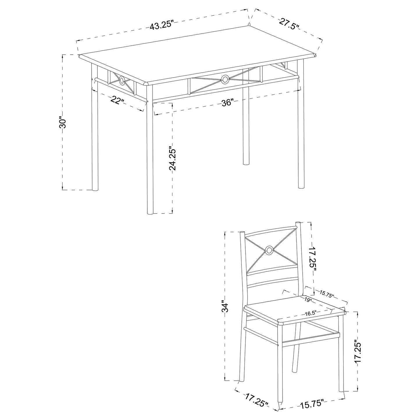 Anna Fontana 5-piece Rectangular Dining Set Brushed Silver