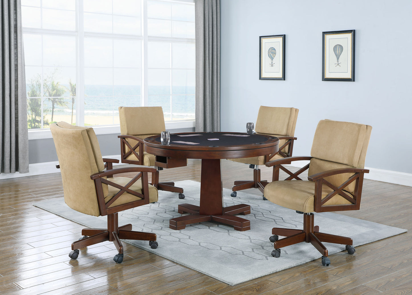 Marietta Round Wooden Game Table Tobacco