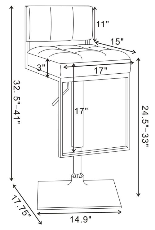 Alameda Adjustable Bar Stool White and Chrome