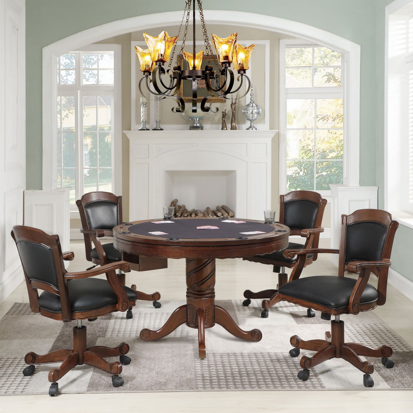 Turk 3-in-1 Round Pedestal Game Table Tobacco