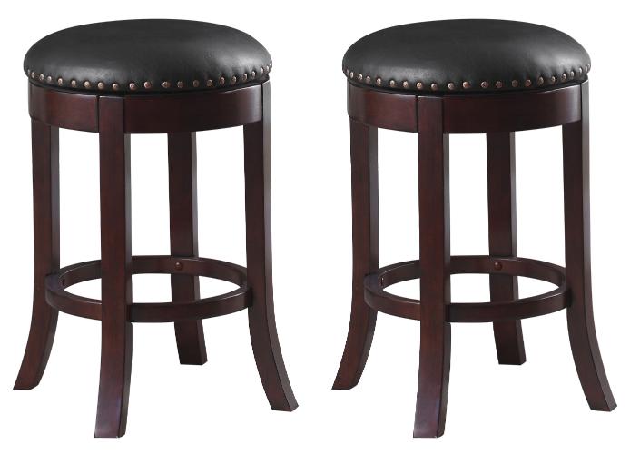 Aboushi Swivel Counter Height Stools with Upholstered Seat Brown (Set of 2)