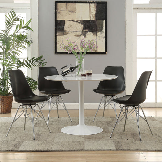 Lowry 5-piece Round Dining Set Pedestal Table with Eiffel Chairs Black