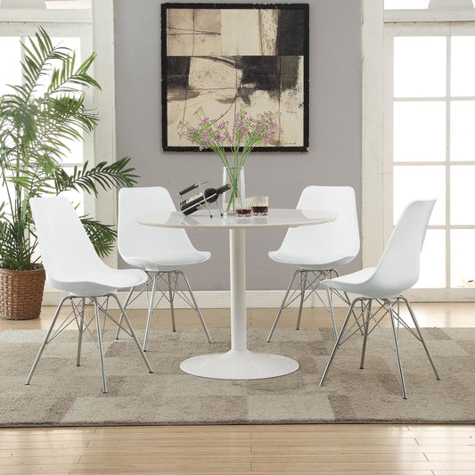 Lowry 5-piece Round Dining Set Pedestal Table with Eiffel Chairs White