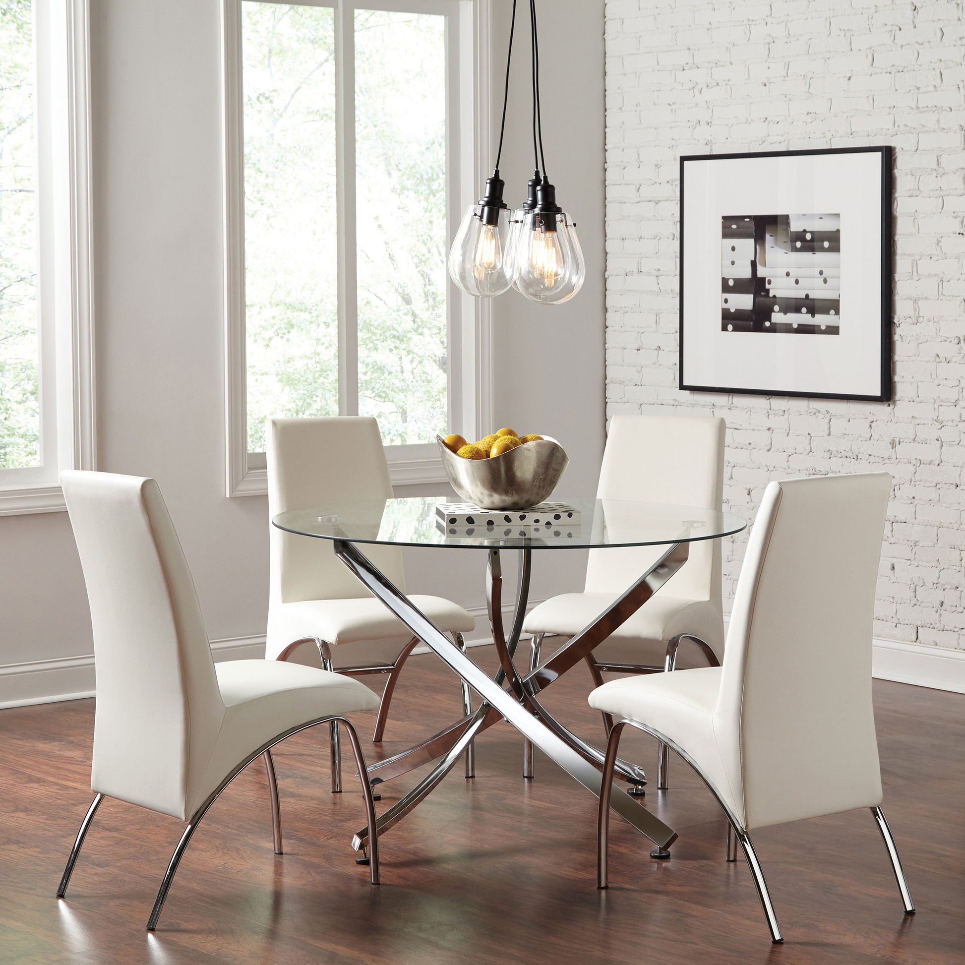 Beckham Round 46-inch Glass Top Dining Table Chrome – Longstreet