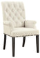 Alana Upholstered Arm Chair Beige and Smokey Black