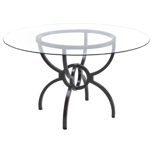 Aviano 48" Round Glass Top Dining Table Clear and Gunmetal