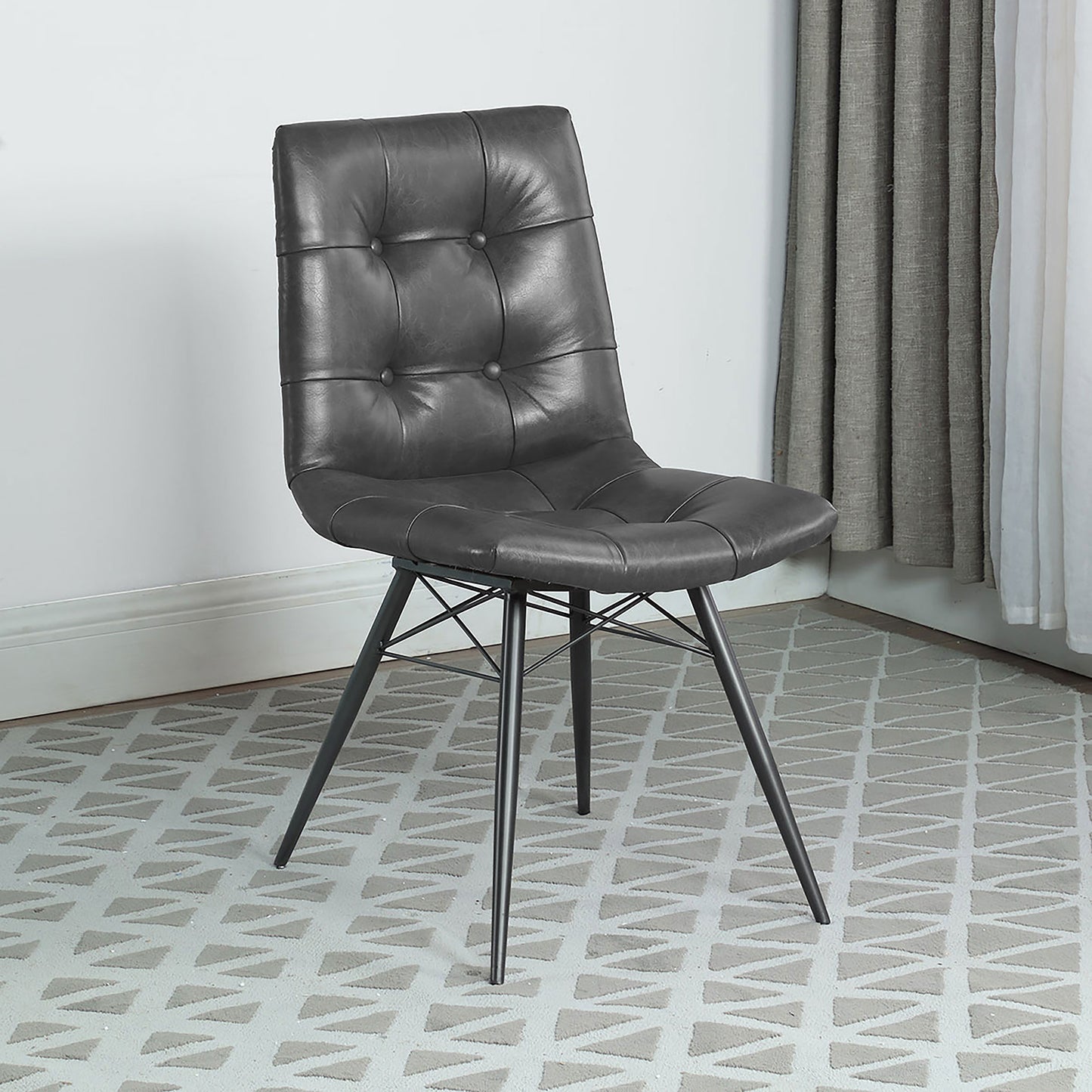 Aiken Faux Leather Upholstered Dining Side Chair Charcoal Grey (Set of 4)