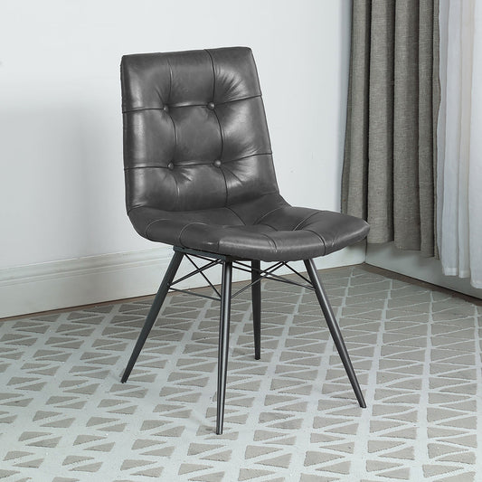 Aiken Faux Leather Upholstered Dining Side Chair Charcoal Grey (Set of 4)