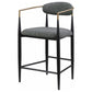 Tina Metal Counter Height Bar Stool with Upholstered Back and Seat Dark Grey (Set of 2)