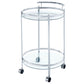 Chrissy Round Glass Shelf Metal Bar Cart Chrome