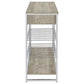 Melrose 2-shelf Wine Cabinet with 2 Drawers Gray Washed Oak and Chrome