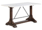 Aldrich Counter Height Trestle Base Dining Table with Genuine White Marble Top and Dark Brown