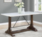 Aldrich Counter Height Trestle Base Dining Table with Genuine White Marble Top and Dark Brown