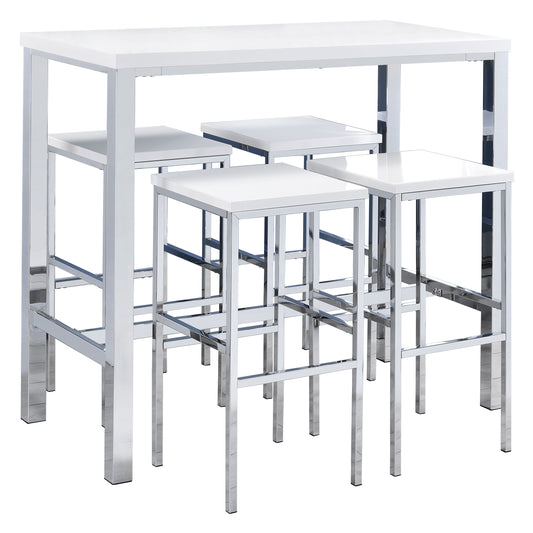 Natividad 5-piece Pub Height Bar Table Set White High Gloss