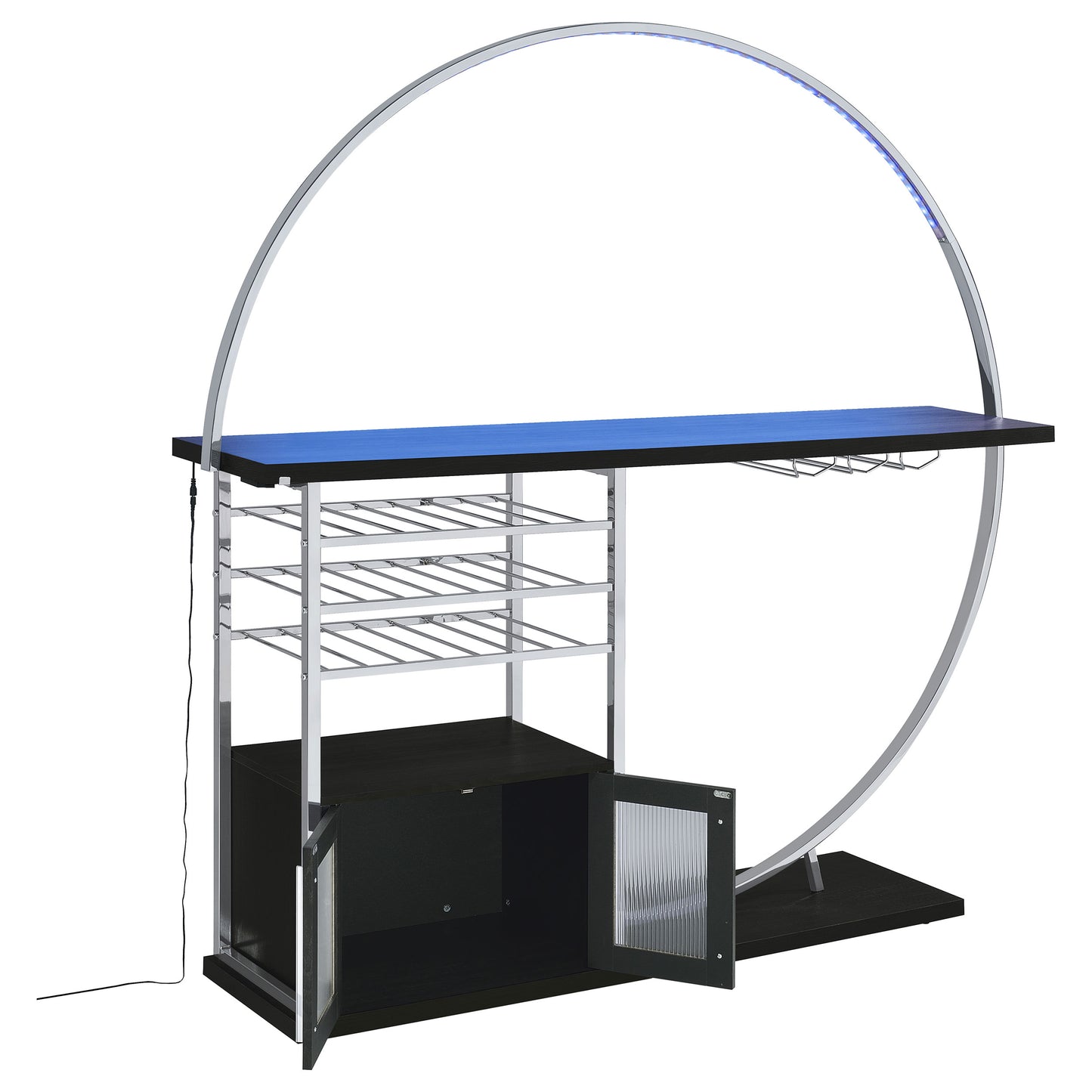 Risley 2-door Circular LED Wine Cabinet Dark Charcoal