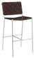 Adelaide Upholstered Bar Stool with Open Back Brown and Chrome