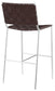 Adelaide Upholstered Bar Stool with Open Back Brown and Chrome