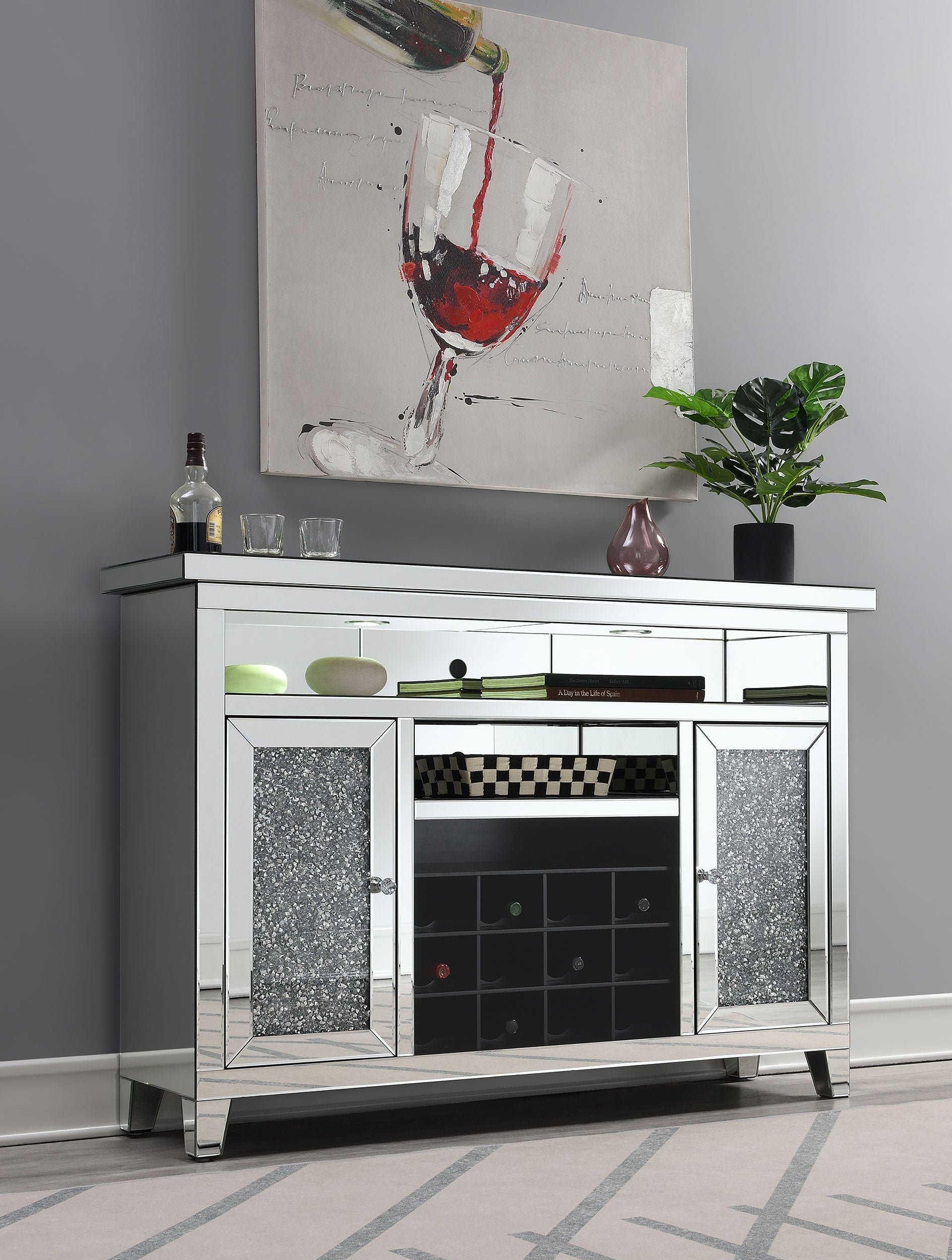 Mirrored wine bar deals