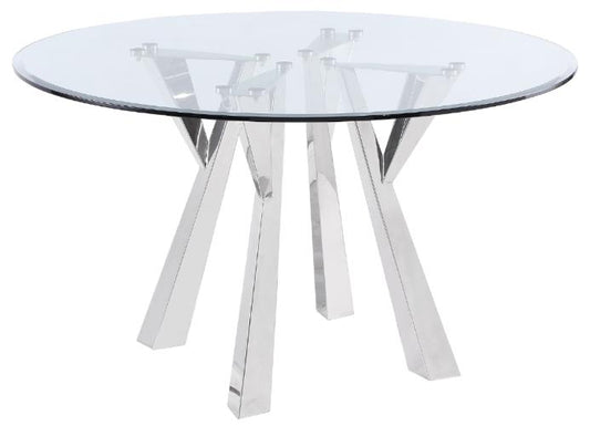 Alaia Round Glass Top Dining Table Clear and Chrome