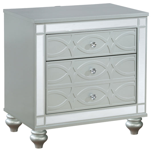 Gunnison 2-drawer Nightstand Silver Metallic