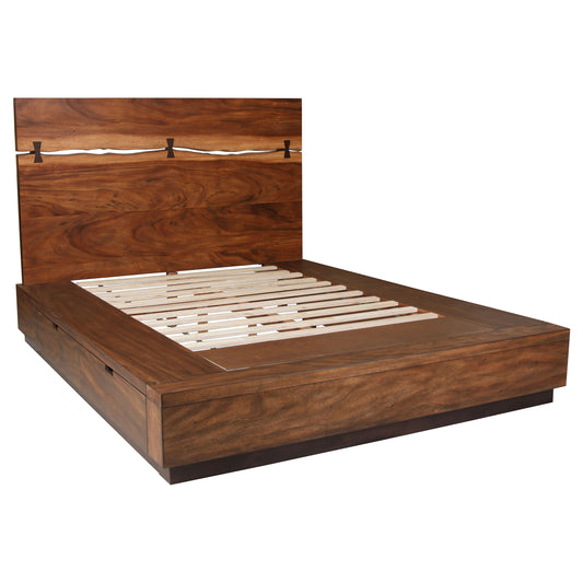 Winslow Wood Eastern King Storage Panel Bed Smokey Walnut