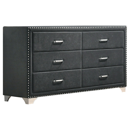 Melody 6-drawer Upholstered Dresser Grey