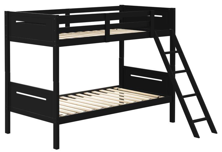 Littleton Wood Twin Over Twin Bunk Bed Black