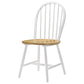 Chair with white frame and wooden seat on a white background