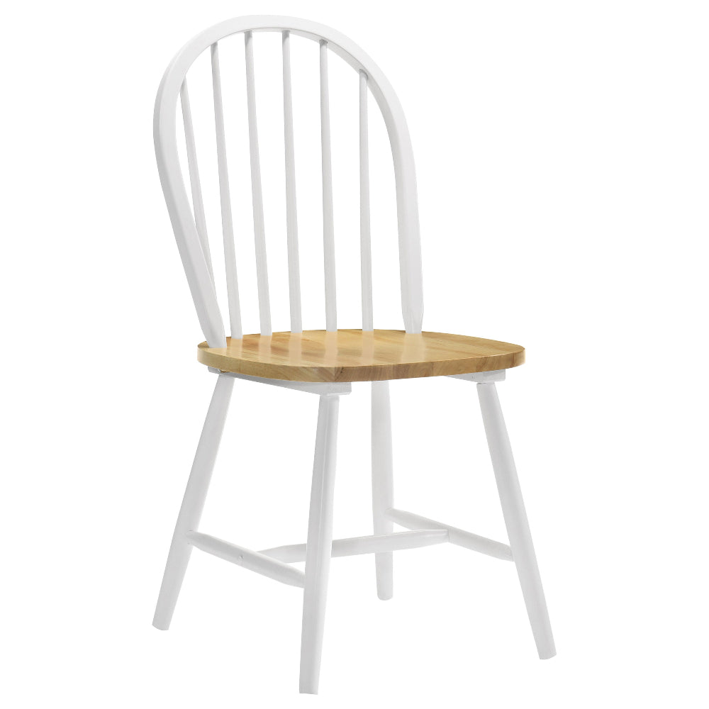 White chair with a wooden seat on a white background